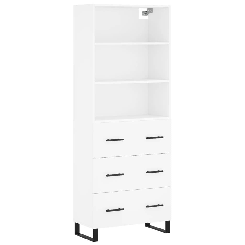 Visoka komoda bijela 69,5x34x180 cm konstruirano drvo