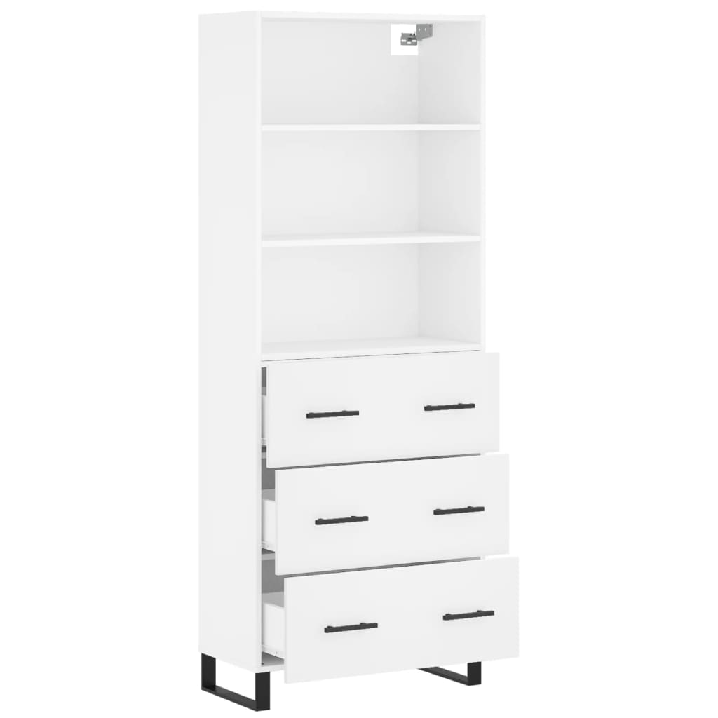 Visoka komoda bijela 69,5x34x180 cm konstruirano drvo