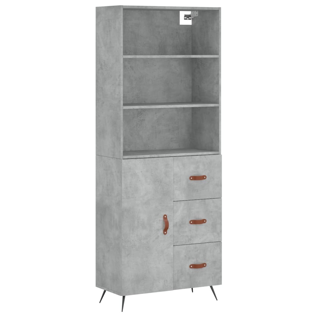 Visoka komoda siva betona 69,5x34x180 cm od konstruiranog drva