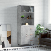 Visoka komoda siva betona 69,5x34x180 cm od konstruiranog drva