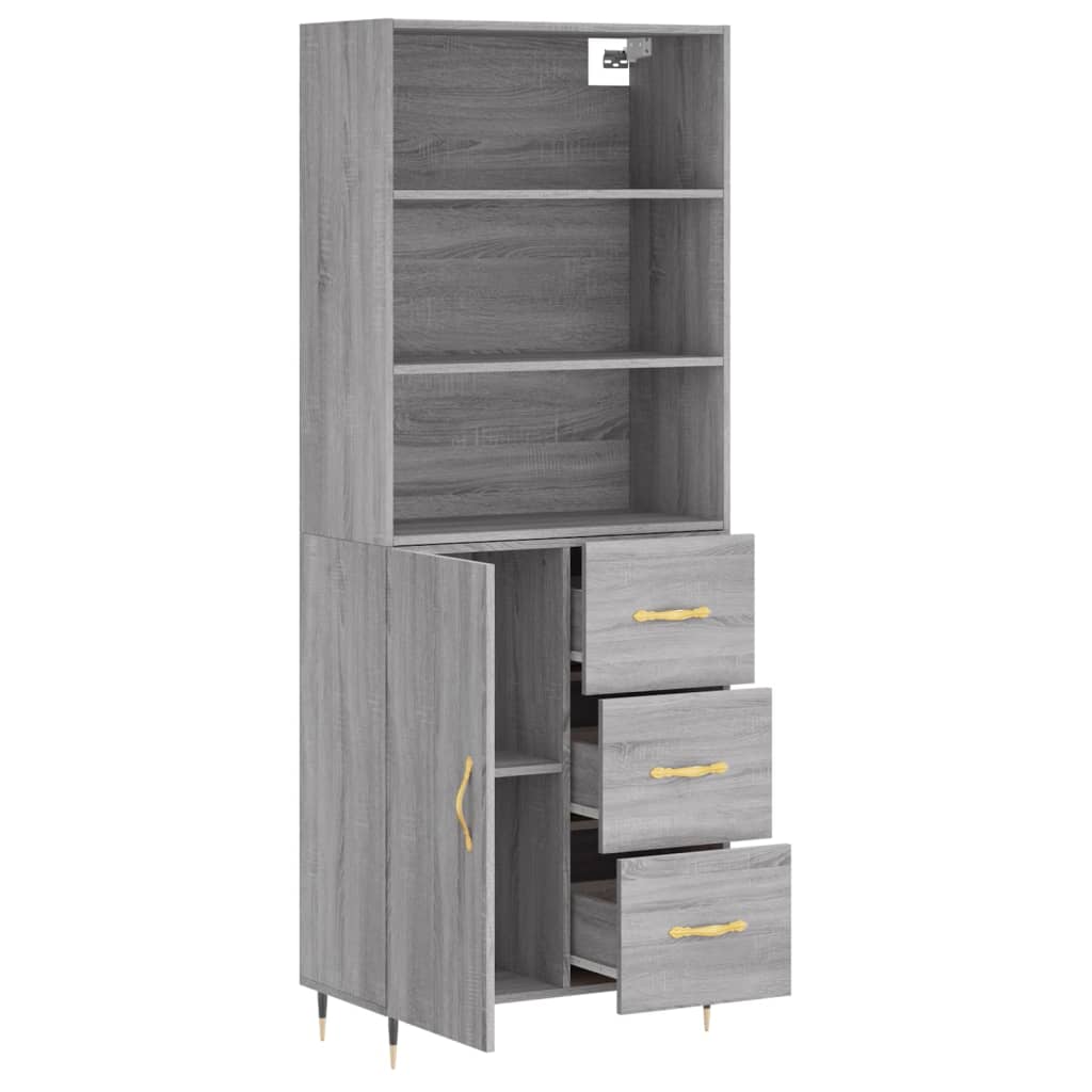 Visoka komoda siva sonome 69,5x34x180 cm od konstruiranog drva