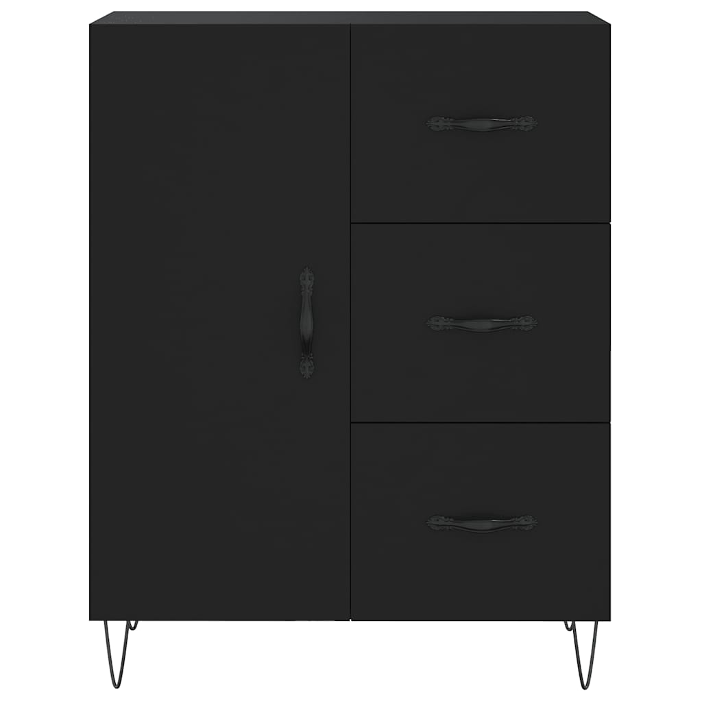 Visoka komoda crni 69,5x34x180 cm konstruirano drvo