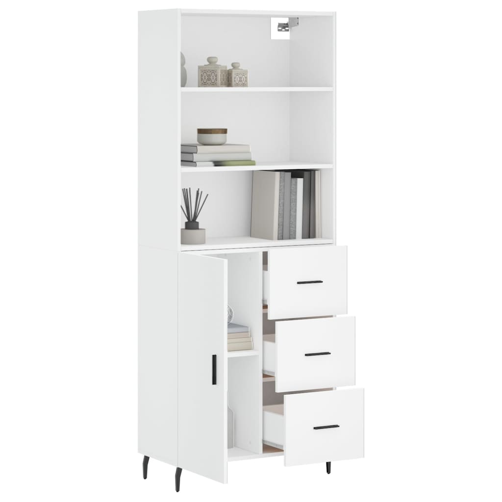 Visoka komoda bijela 69,5x34x180 cm konstruirano drvo