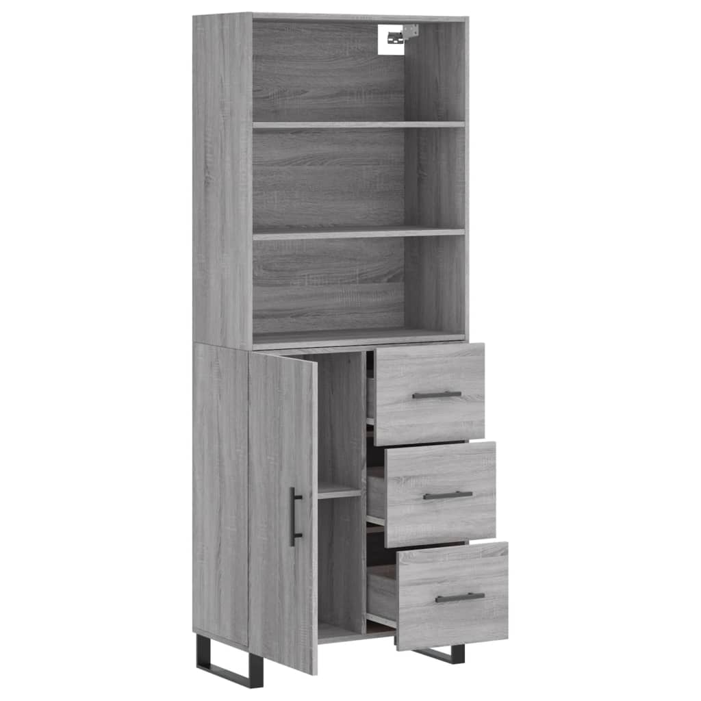 Visoka komoda siva sonome 69,5x34x180 cm od konstruiranog drva