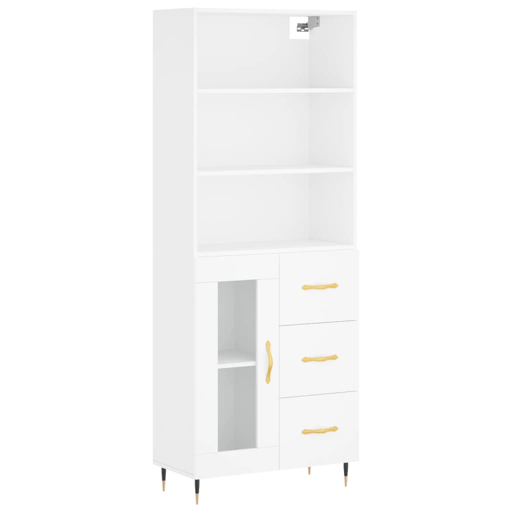 Visoka komoda bijela 69,5x34x180 cm konstruirano drvo