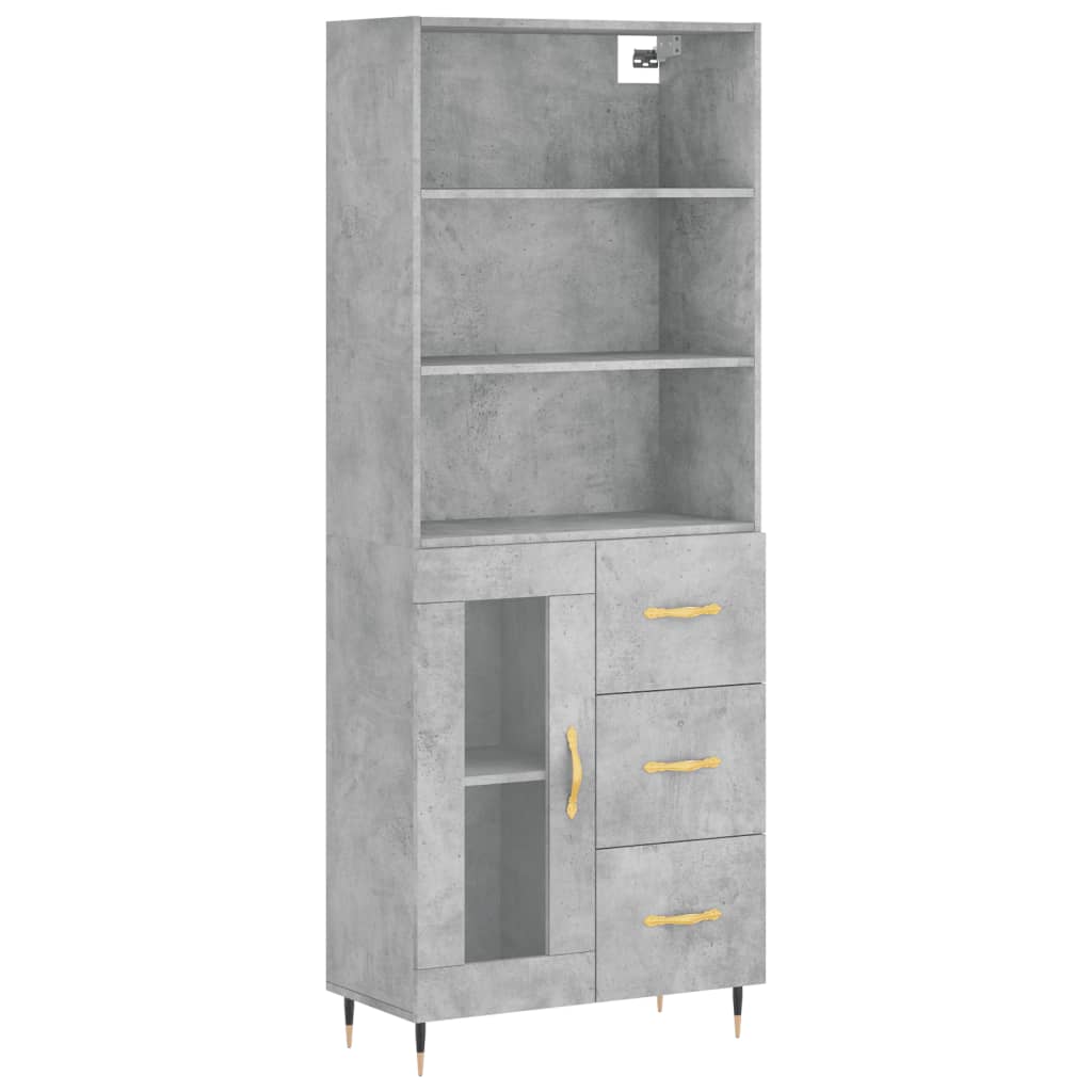 Visoka komoda siva betona 69,5x34x180 cm od konstruiranog drva