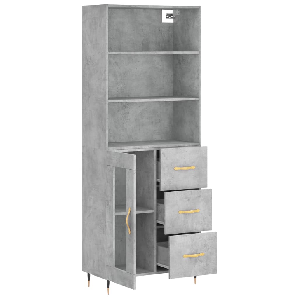 Visoka komoda siva betona 69,5x34x180 cm od konstruiranog drva