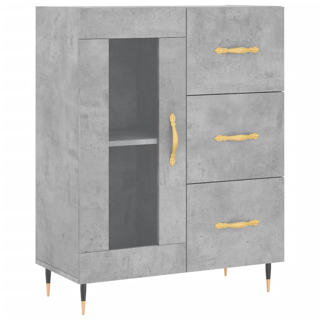 Visoka komoda siva betona 69,5x34x180 cm od konstruiranog drva
