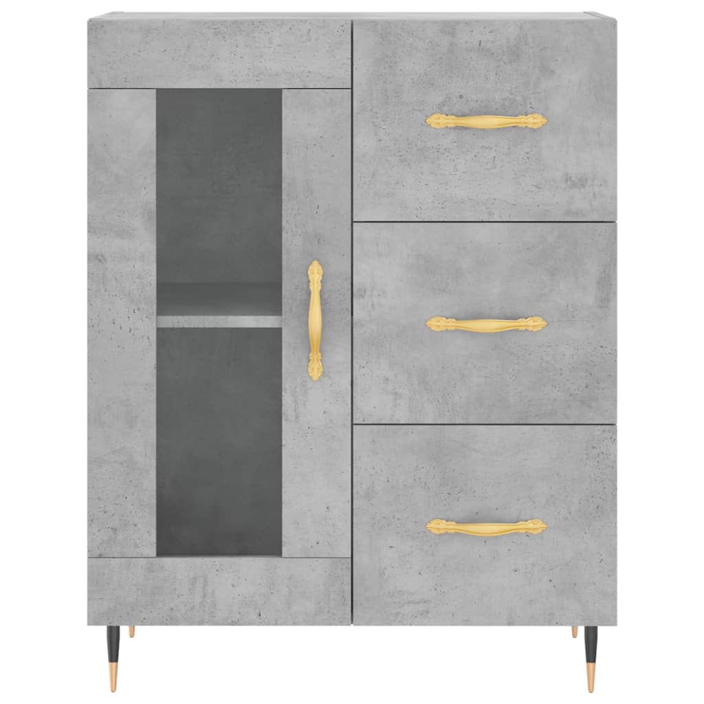 Visoka komoda siva betona 69,5x34x180 cm od konstruiranog drva
