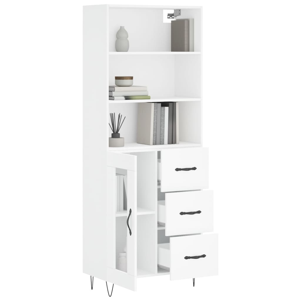 Visoka komoda bijela 69,5x34x180 cm konstruirano drvo