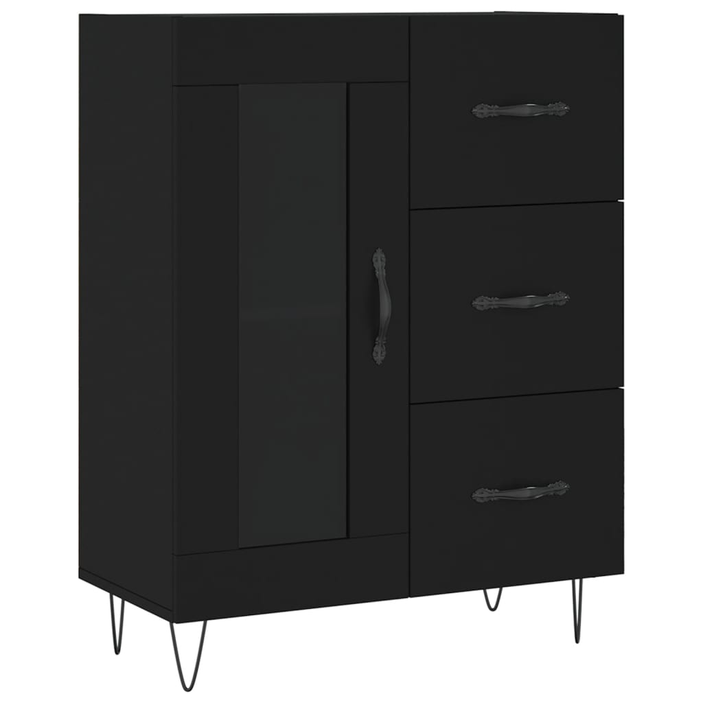 Visoka komoda crni 69,5x34x180 cm konstruirano drvo