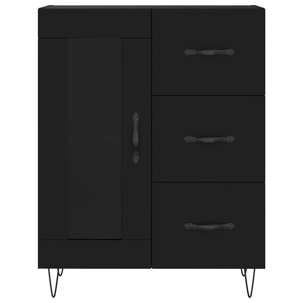 Visoka komoda crni 69,5x34x180 cm konstruirano drvo