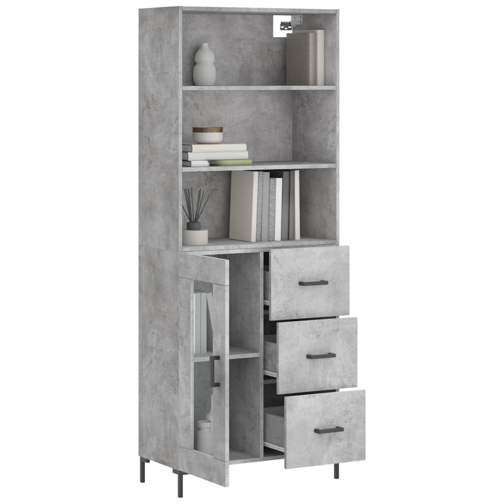 Visoka komoda siva betona 69,5x34x180 cm od konstruiranog drva
