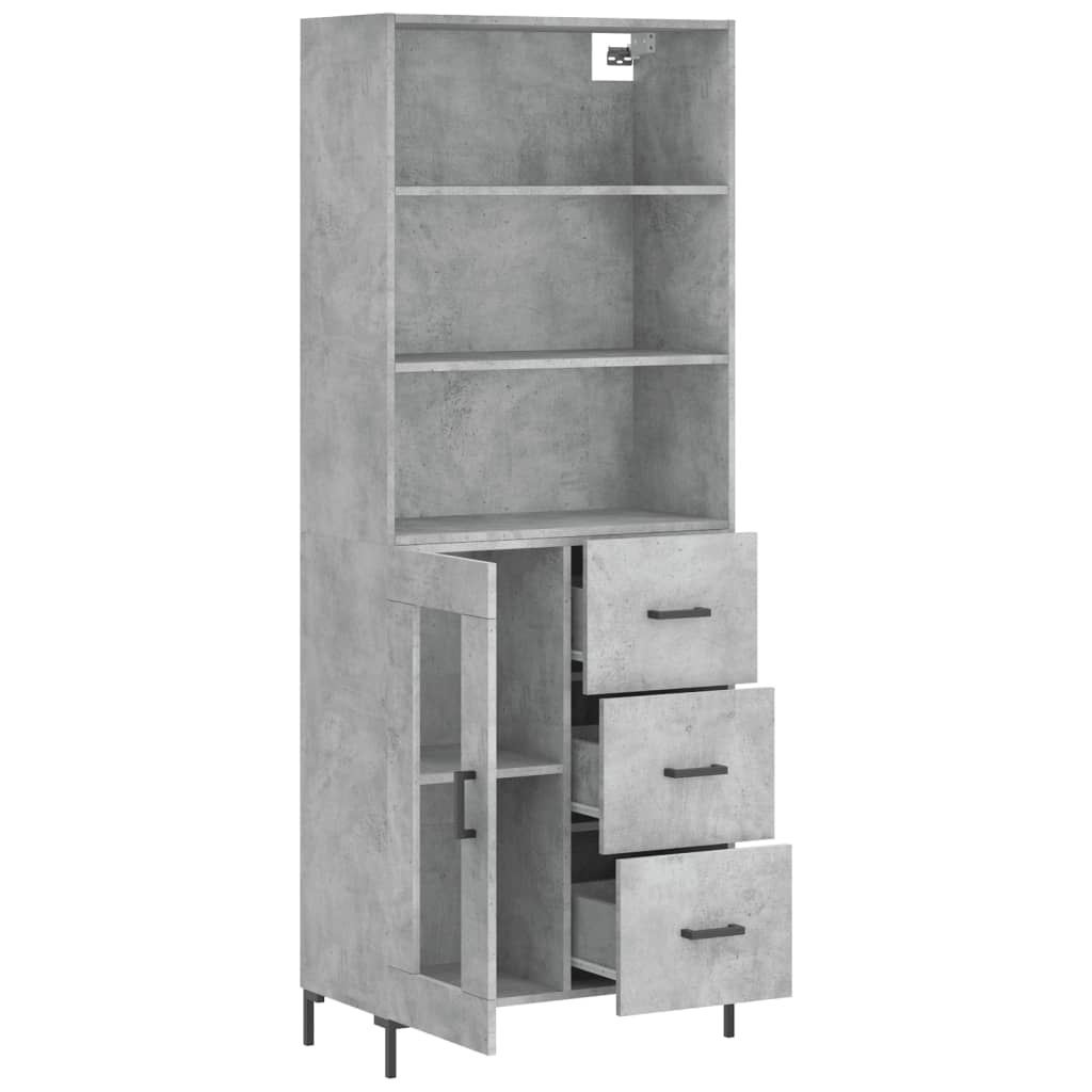 Visoka komoda siva betona 69,5x34x180 cm od konstruiranog drva