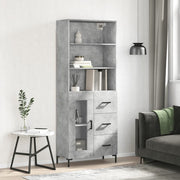 Visoka komoda siva betona 69,5x34x180 cm od konstruiranog drva