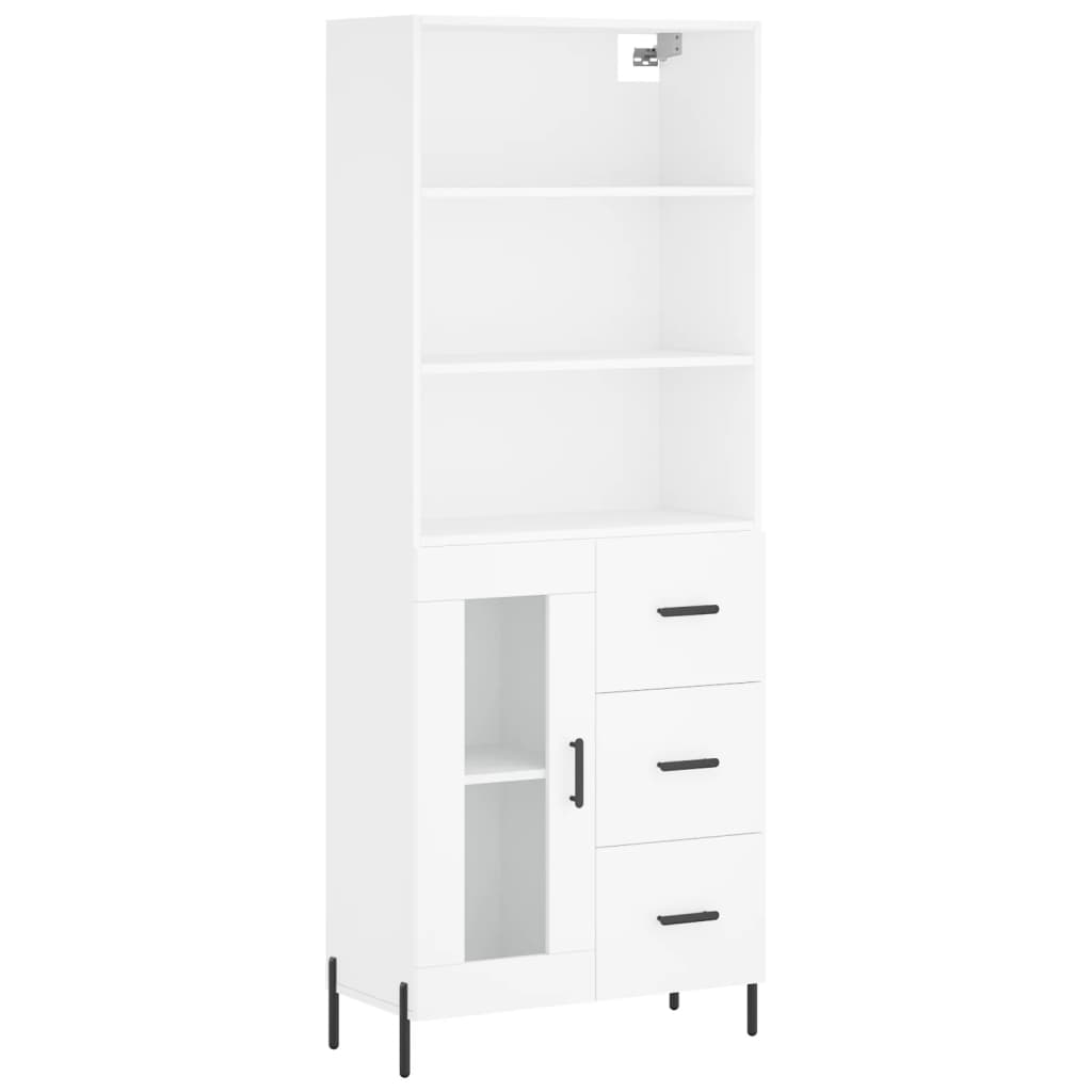 Visoka komoda bijela 69,5x34x180 cm konstruirano drvo