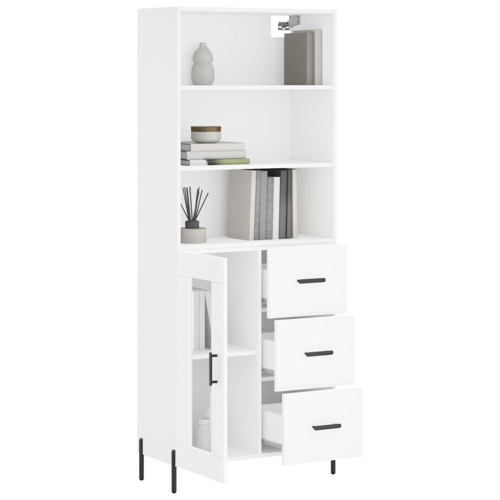 Visoka komoda bijela 69,5x34x180 cm konstruirano drvo