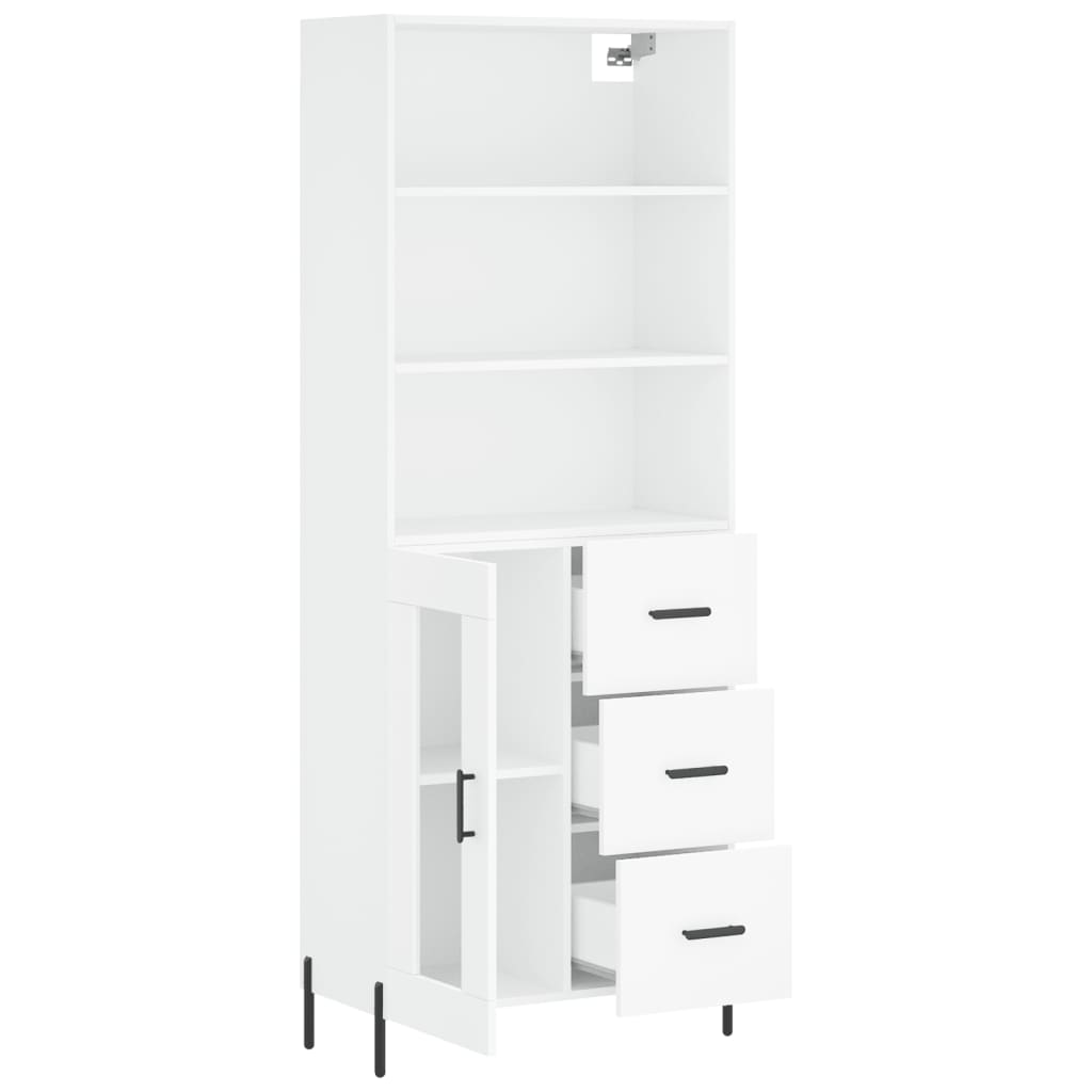 Visoka komoda bijela 69,5x34x180 cm konstruirano drvo