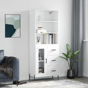Visoka komoda bijela 69,5x34x180 cm konstruirano drvo