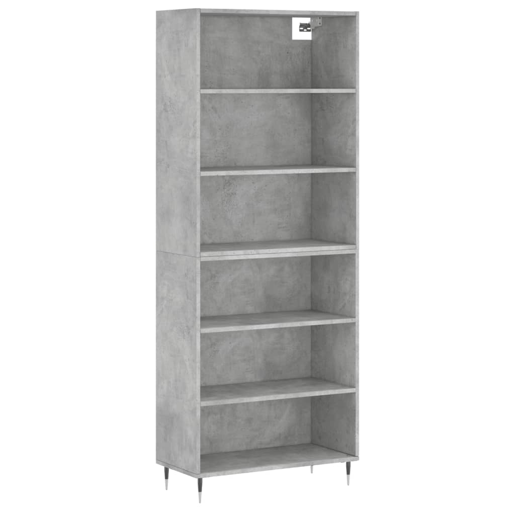 Visoka komoda siva betona 69,5x32,5x180 cm konstruirano drvo