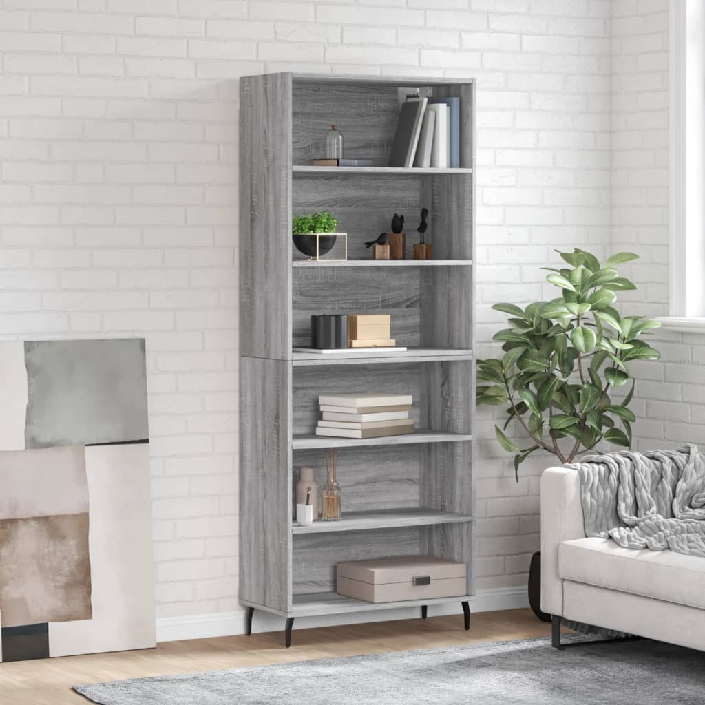 Visoka komoda siva sonome 69,5x32,5x180 cm konstruirano drvo