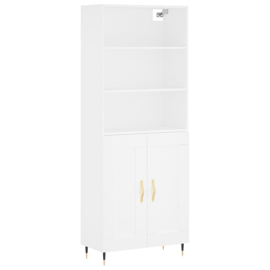 Visoka komoda bijela 69,5x34x180 cm konstruirano drvo