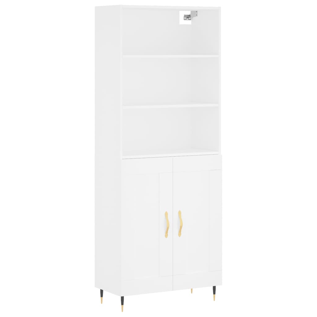 Visoka komoda bijela 69,5x34x180 cm konstruirano drvo