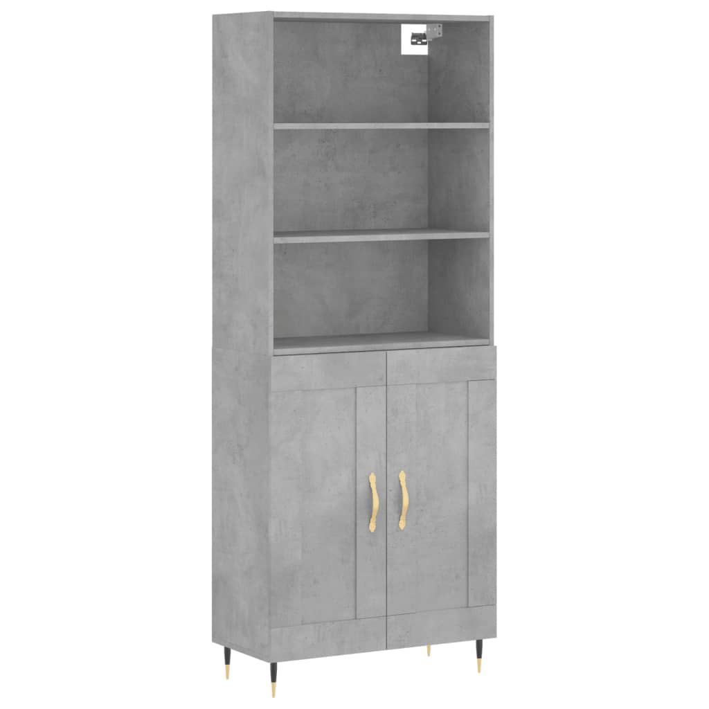 Visoka komoda siva betona 69,5x34x180 cm od konstruiranog drva
