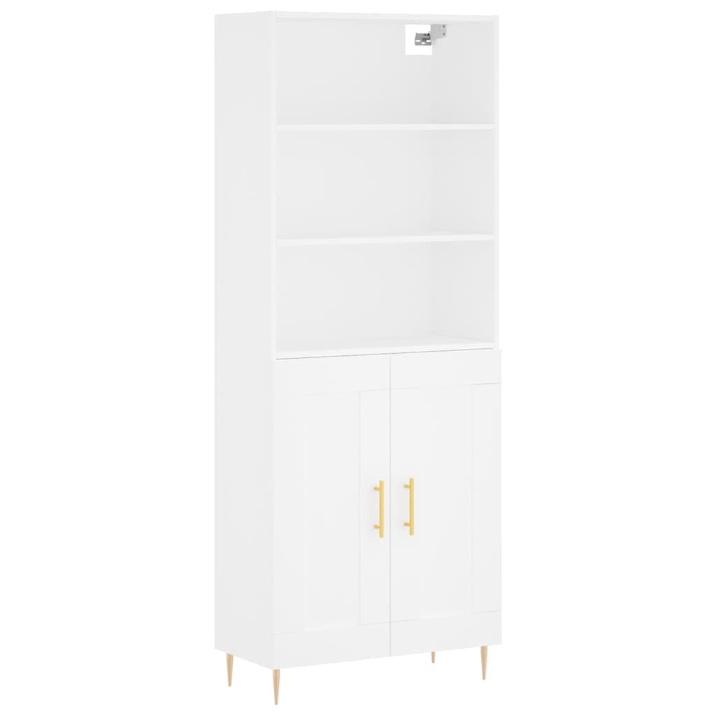 Visoka komoda bijela 69,5x34x180 cm konstruirano drvo