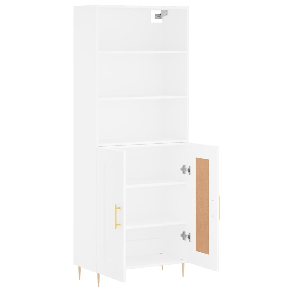 Visoka komoda bijela 69,5x34x180 cm konstruirano drvo