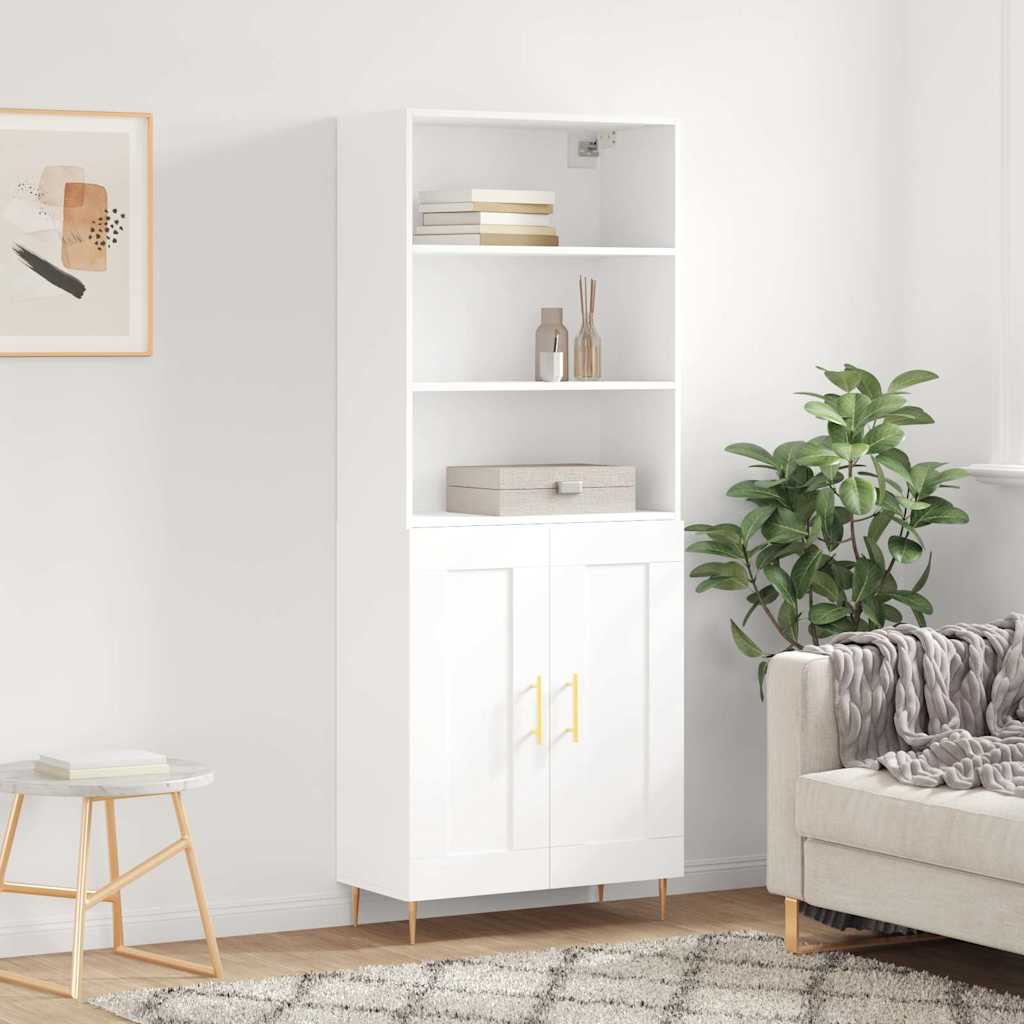 Visoka komoda bijela 69,5x34x180 cm konstruirano drvo
