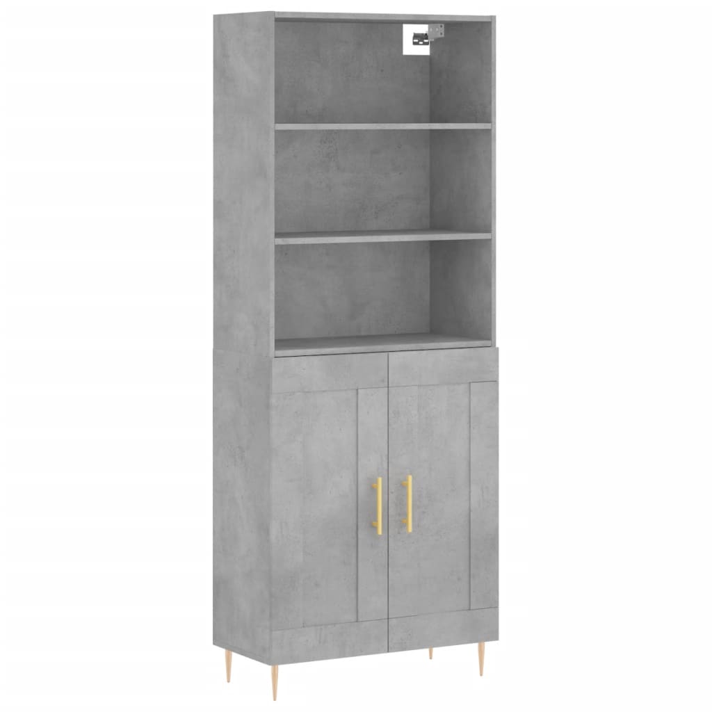 Visoka komoda siva betona 69,5x34x180 cm od konstruiranog drva