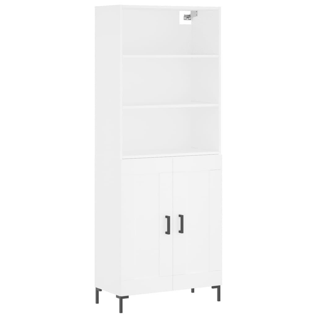 Visoka komoda bijela 69,5x34x180 cm konstruirano drvo