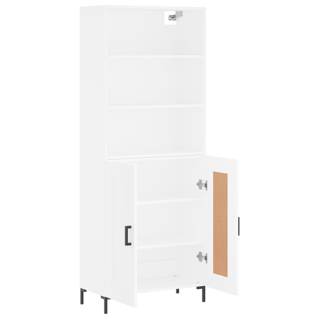 Visoka komoda bijela 69,5x34x180 cm konstruirano drvo