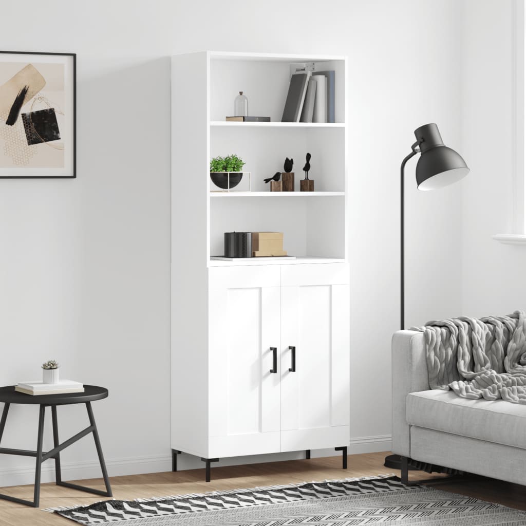 Visoka komoda bijela 69,5x34x180 cm konstruirano drvo