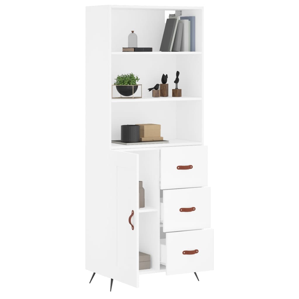 Visoka komoda bijela 69,5x34x180 cm konstruirano drvo