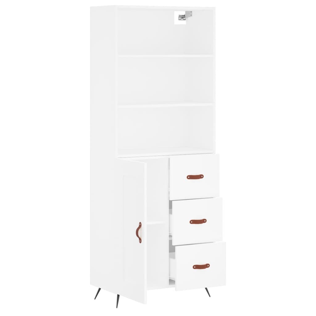 Visoka komoda bijela 69,5x34x180 cm konstruirano drvo