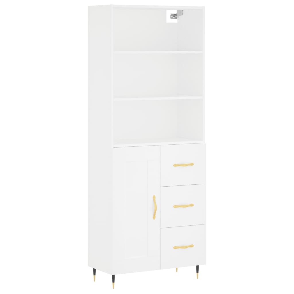 Visoka komoda bijela 69,5x34x180 cm konstruirano drvo