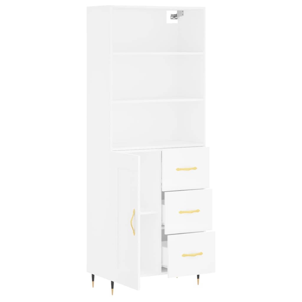 Visoka komoda bijela 69,5x34x180 cm konstruirano drvo