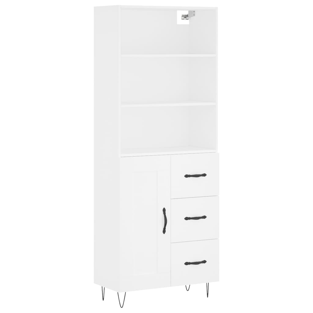 Visoka komoda bijela 69,5x34x180 cm konstruirano drvo