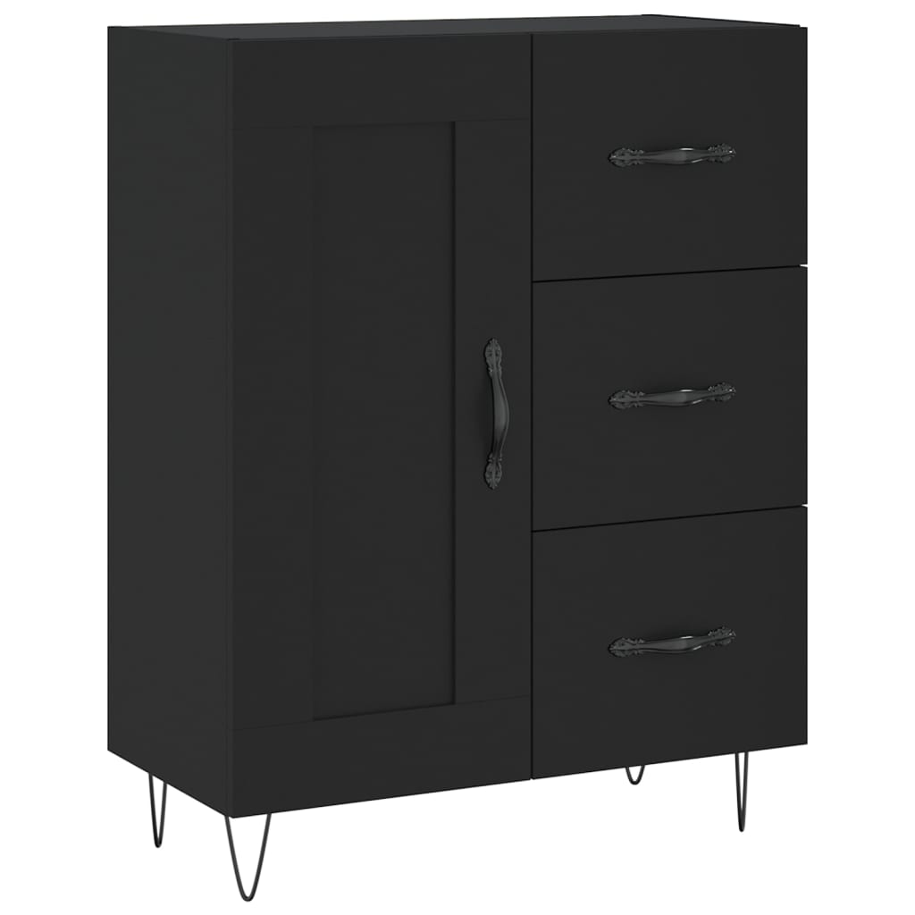 Visoka komoda crni 69,5x34x180 cm konstruirano drvo