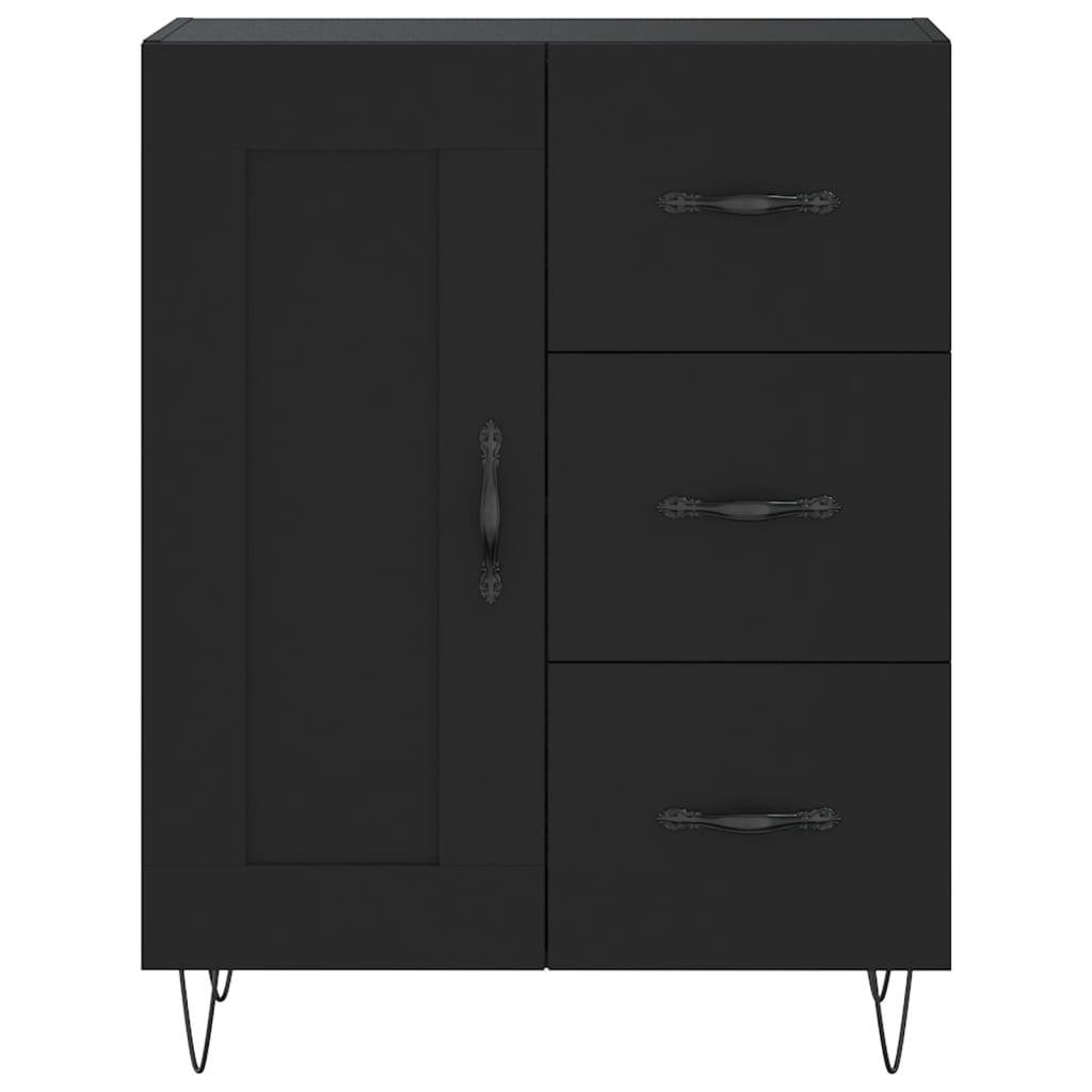 Visoka komoda crni 69,5x34x180 cm konstruirano drvo