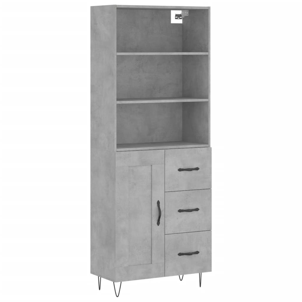 Visoka komoda siva betona 69,5x34x180 cm od konstruiranog drva