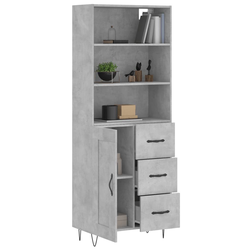 Visoka komoda siva betona 69,5x34x180 cm od konstruiranog drva