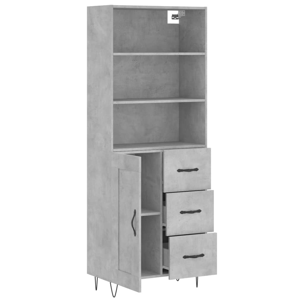 Visoka komoda siva betona 69,5x34x180 cm od konstruiranog drva