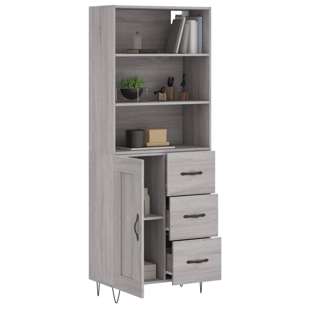 Visoka komoda siva sonome 69,5x34x180 cm od konstruiranog drva