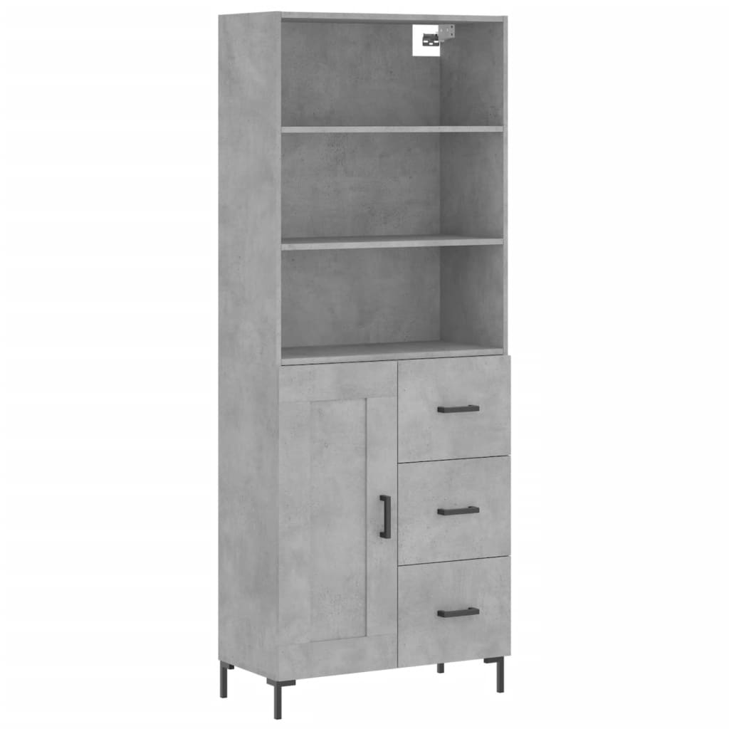 Visoka komoda siva betona 69,5x34x180 cm od konstruiranog drva