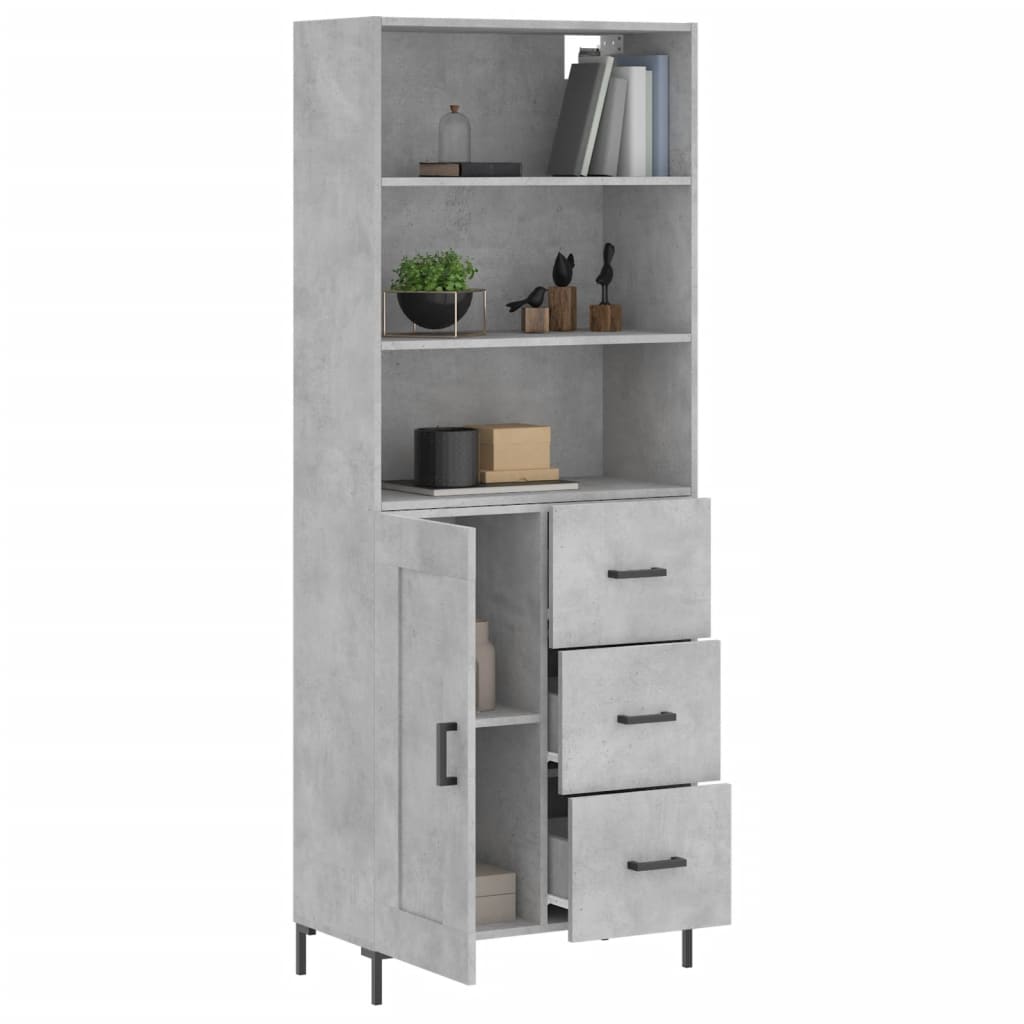 Visoka komoda siva betona 69,5x34x180 cm od konstruiranog drva