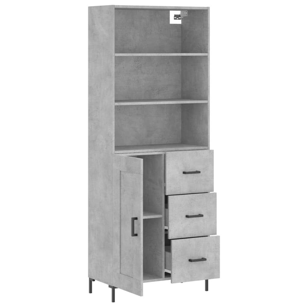 Visoka komoda siva betona 69,5x34x180 cm od konstruiranog drva