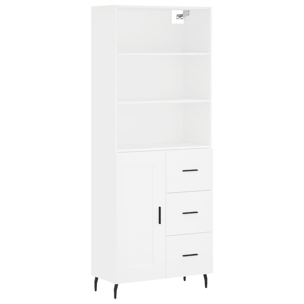 Visoka komoda bijela 69,5x34x180 cm konstruirano drvo
